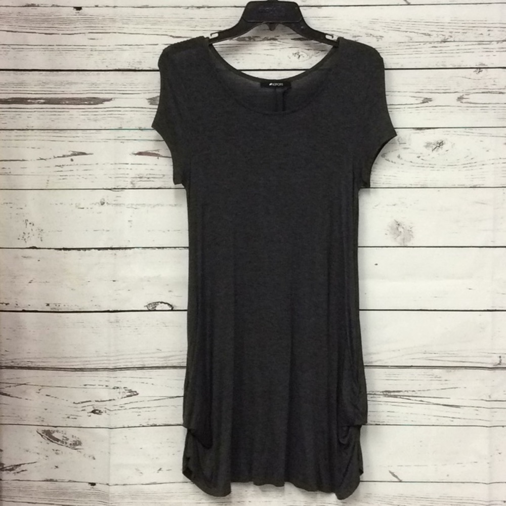 42 Pops dark gray‎ short sleeve knit trapeze dress